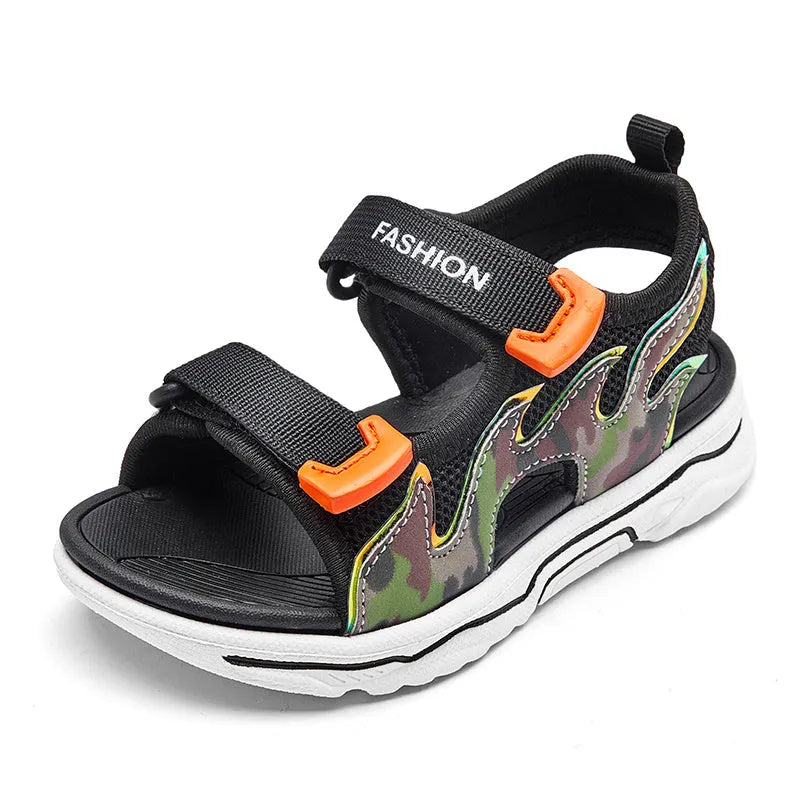 Children sport mesh sandals with breathable three-layer net upper and non-slip EVA sole in blue colour