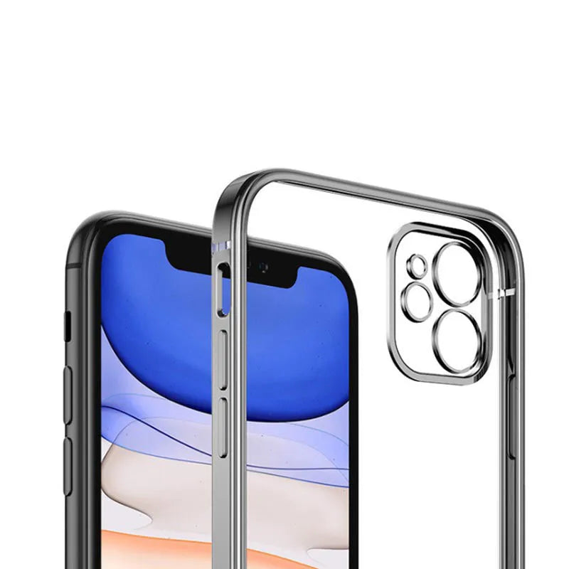 Electroplated silicone and TPU magnetic back cover for iPhone in solid colours.