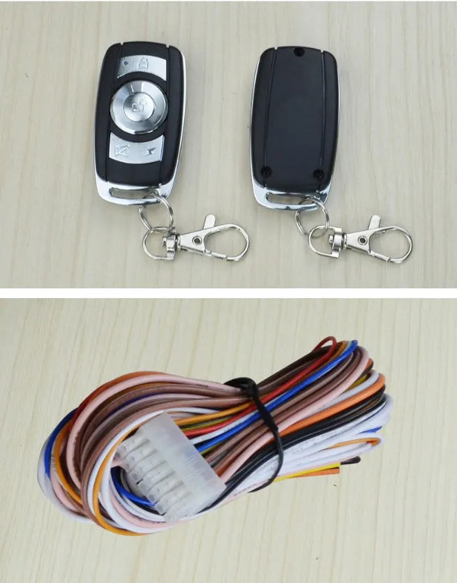 12V universal car one-key start system in black, with remote start and anti-theft alarm functions