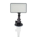 Black aluminium USB rechargeable LED video light for laptop with LCD screen and 1/4 inch mount.