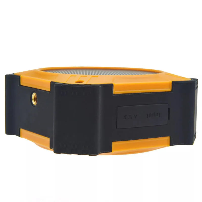 Black or blue waterproof portable Bluetooth speaker with wrist strap showing compact 101mm dimensions