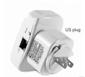 Compact black and white WiFi repeater with multiple international plug options and network cable