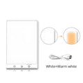 White bionic solar emotional light therapy lamp with touch controls and USB connectivity