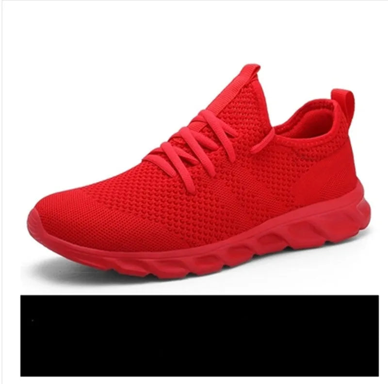 Men's black and white mesh casual jogging shoes with PVC sole and lace-up front