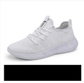 Men's black and white mesh casual jogging shoes with PVC sole and lace-up front