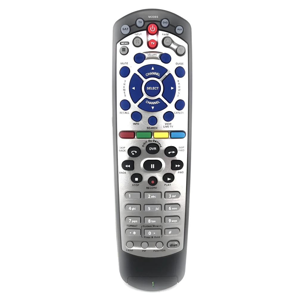 Black DISH Network Flat 20.1 universal remote control for satellite receivers