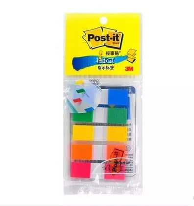 Pack of removable mixed colour plastic indicator labels showing 9.4mm width and 44mm length dimensions.