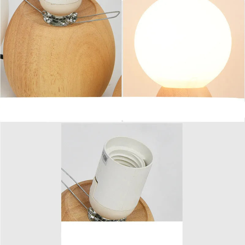 Nordic style glass ball table lamp with spherical shade and push button switch