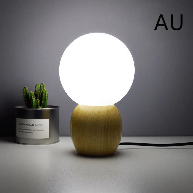 Nordic style glass ball table lamp with spherical shade and push button switch