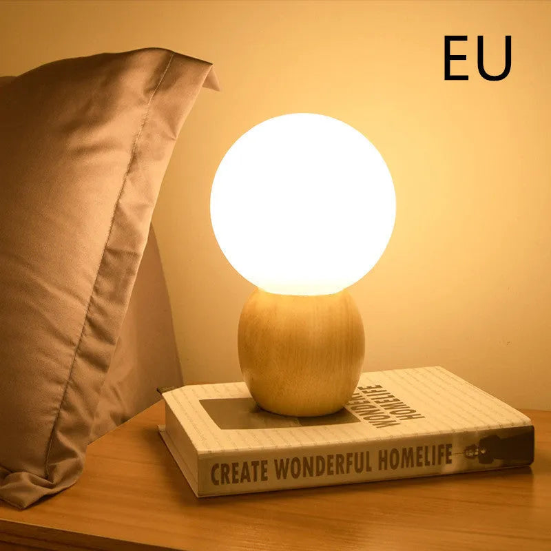 Nordic style glass ball table lamp with spherical shade and push button switch