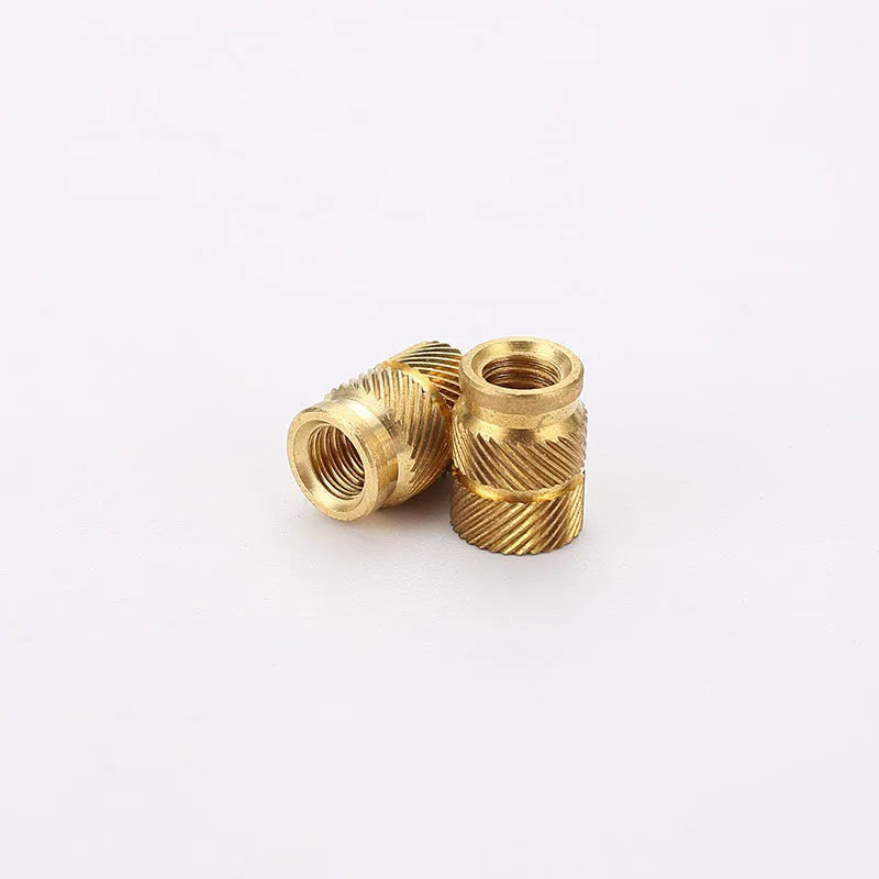 Brass hot melt copper nuts with M2 and M3 threads, showing outer diameters of 4.0mm and 4.2mm.