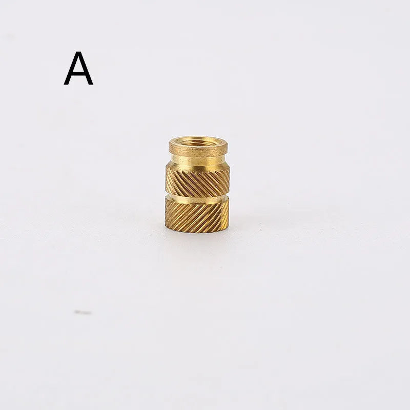 Brass hot melt copper nuts with M2 and M3 threads, showing outer diameters of 4.0mm and 4.2mm.