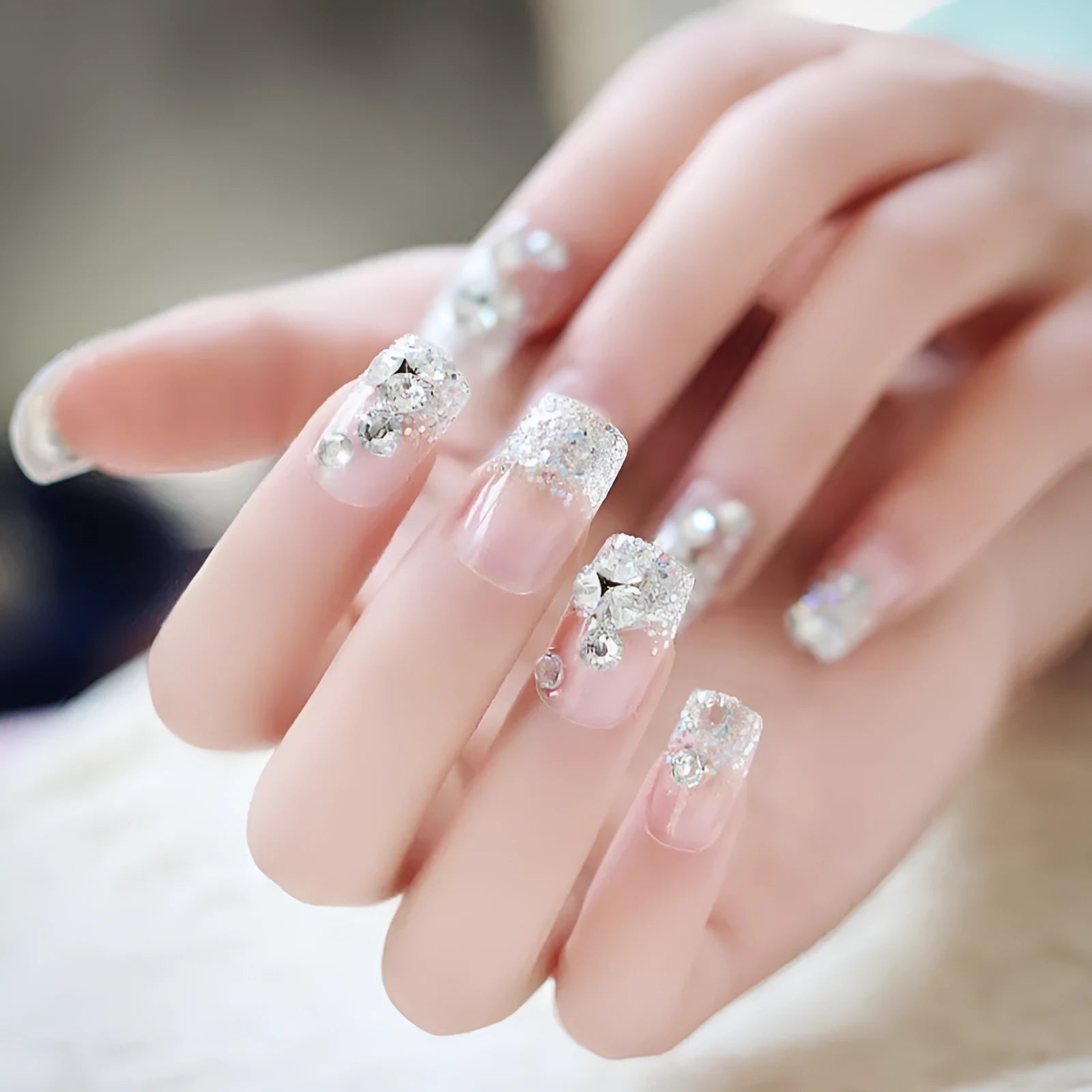 Gummed French nail patch finished products 24 pieces acrylic fibre false nail tips style A