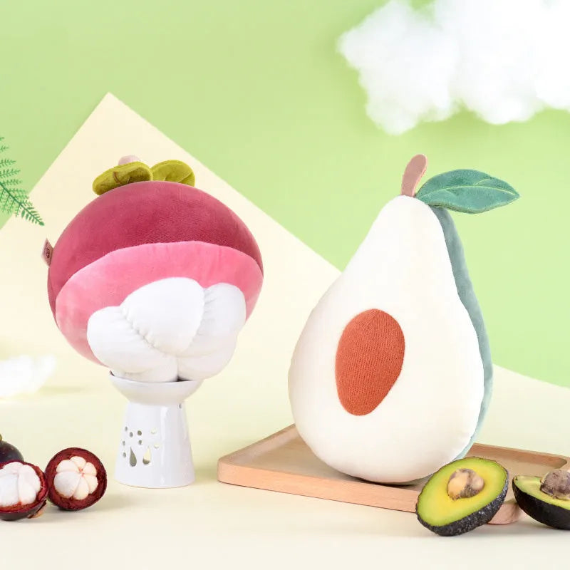 Plush fruit pillow toy peach cute cushion with sweet expression soft cotton short plush kawaii
