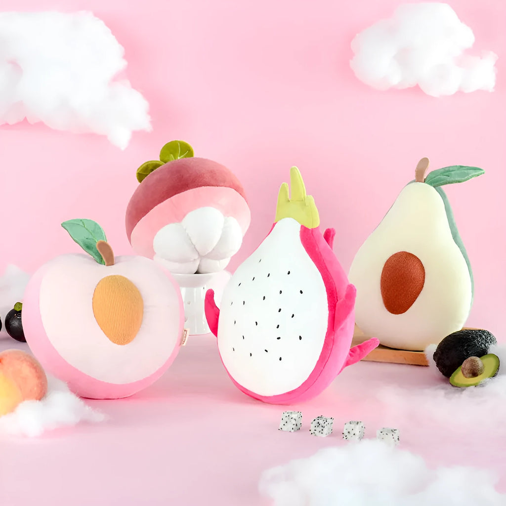 Plush fruit pillow toy peach cute cushion with sweet expression soft cotton short plush kawaii