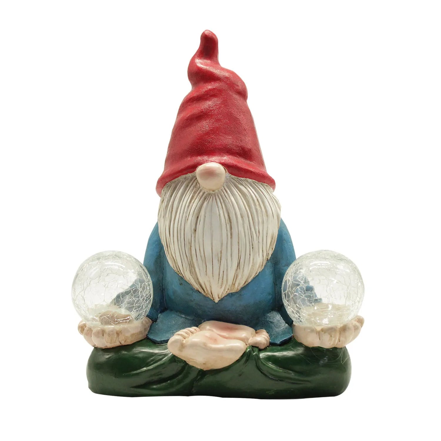 Solar LED resin dwarf doll garden ornament with faceless old man design measuring 27x20cm