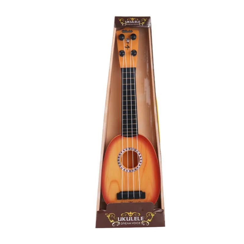 38cm plastic ukulele toy for children with retro guitar styling in multiple colour options