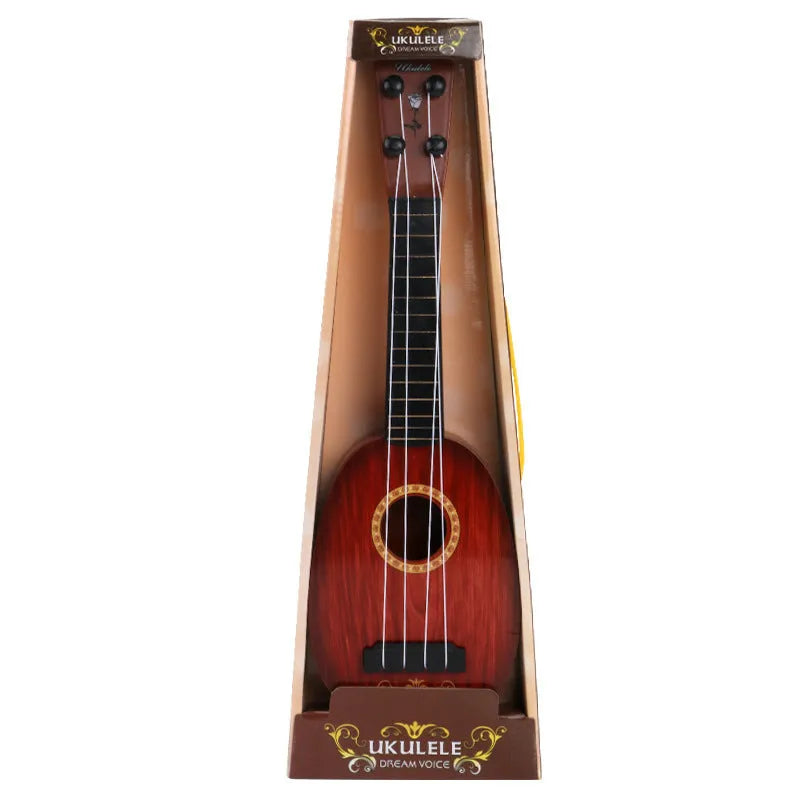 38cm plastic ukulele toy for children with retro guitar styling in multiple colour options