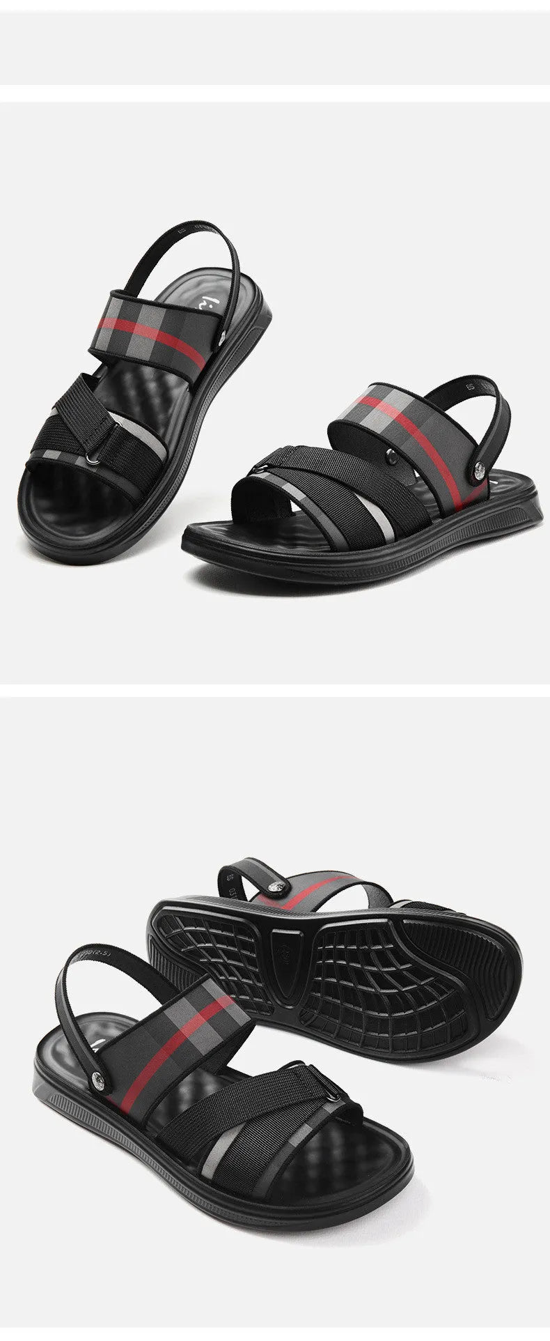 Youth leisure sports sandals with blue Lycra upper and grey polyurethane sole.