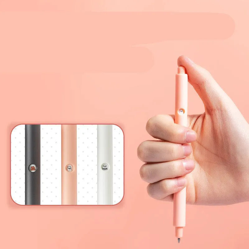 MINISO cartoon bare bear press gel pen with 0.5mm tip in black, pink, and white colour options