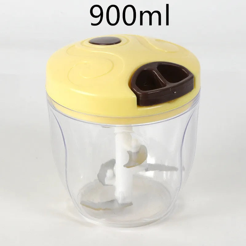 Green manual kitchen chopper grinder with three stainless steel blades and 500ml capacity bowl