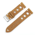 Genuine cowhide leather watch strap with stainless steel pin buckle, available in 18mm to 26mm widths and six colours