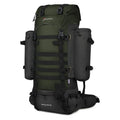 Tactical backpack in black, polyester mountaineering bag 36-55L capacity with military pattern