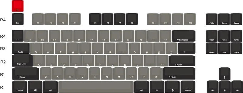 PBT plastic side-engraved Dolch keycap set for mechanical keyboards with light transmission.