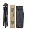 Black aluminium alloy portable tripod with quick-release plate, fully extended to 1020mm height.