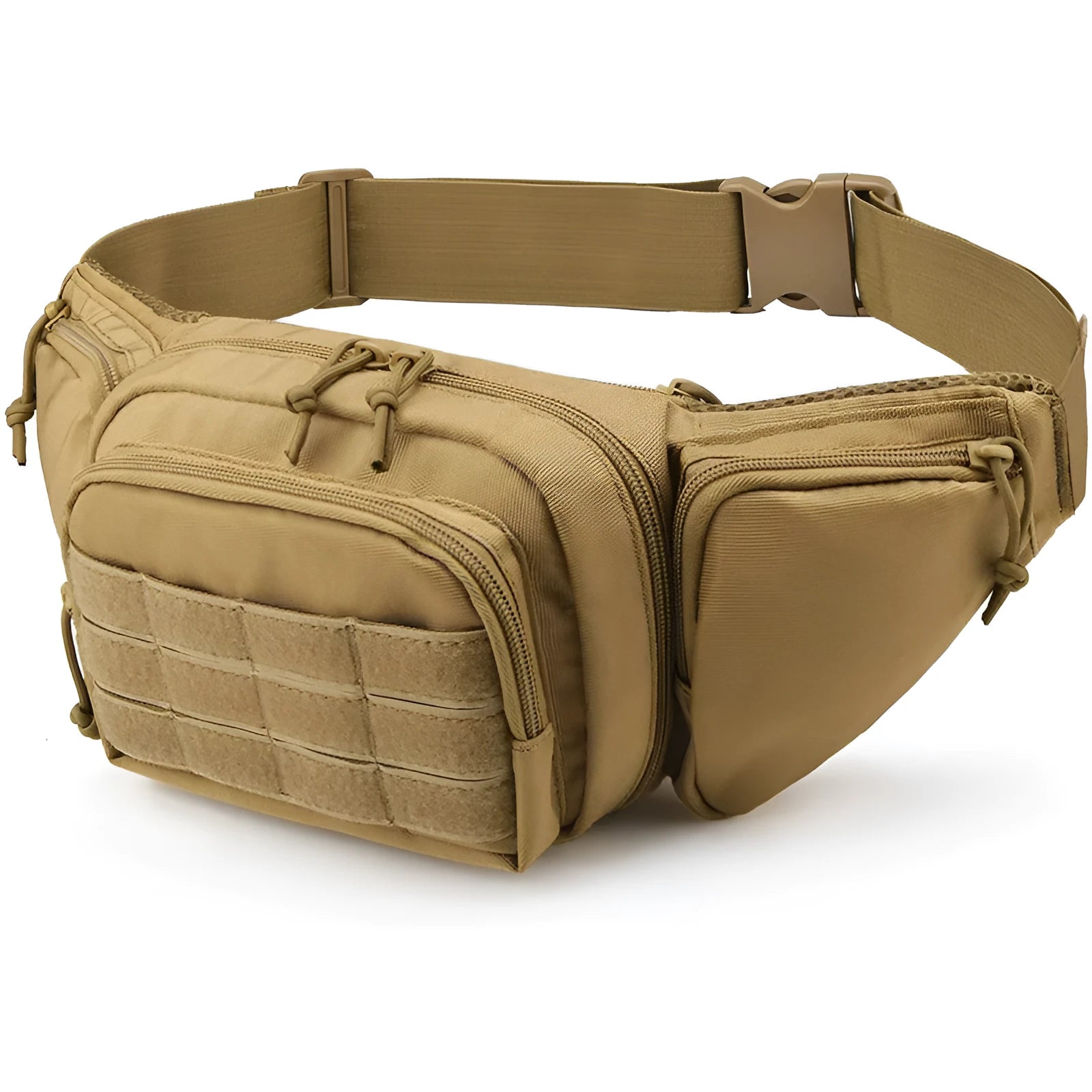 Men's tactical multifunctional waist bag in black or khaki colour without shoulder straps