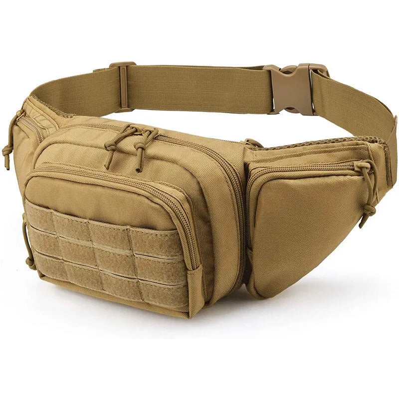 Men's tactical multifunctional waist bag in black or khaki colour without shoulder straps