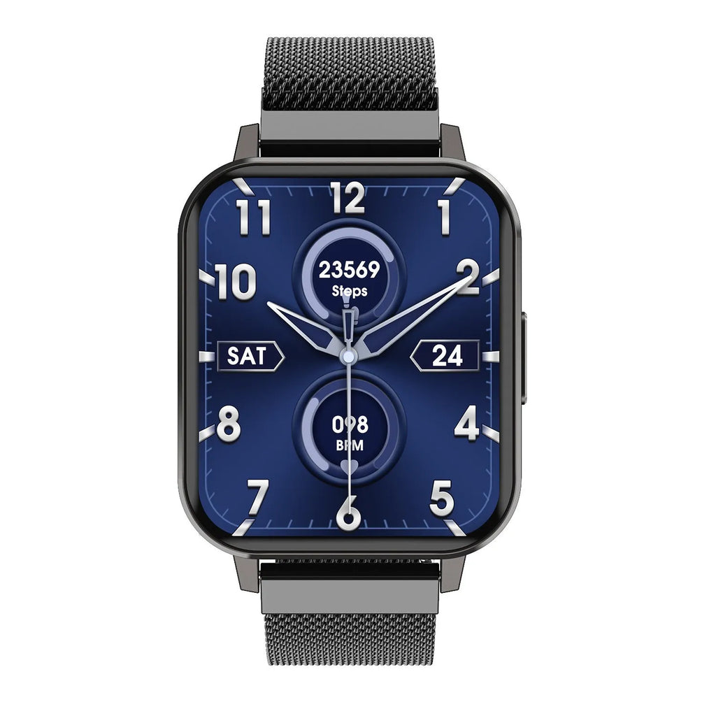 DTX Smart Watch with 1.78 inch screen showing heart rate data on wrist with black silicone strap.