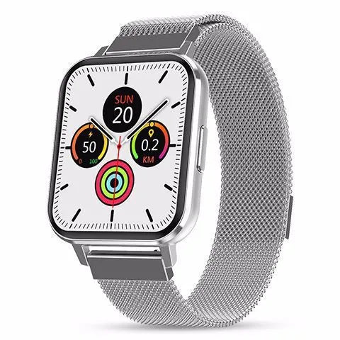 DTX Smart Watch with 1.78 inch screen showing heart rate data on wrist with black silicone strap.