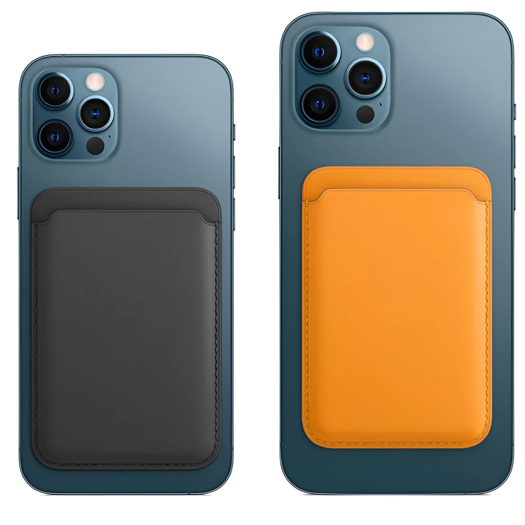 PU leather MagSafe card case for iPhone with integrated magnetic card holder in multiple colour options