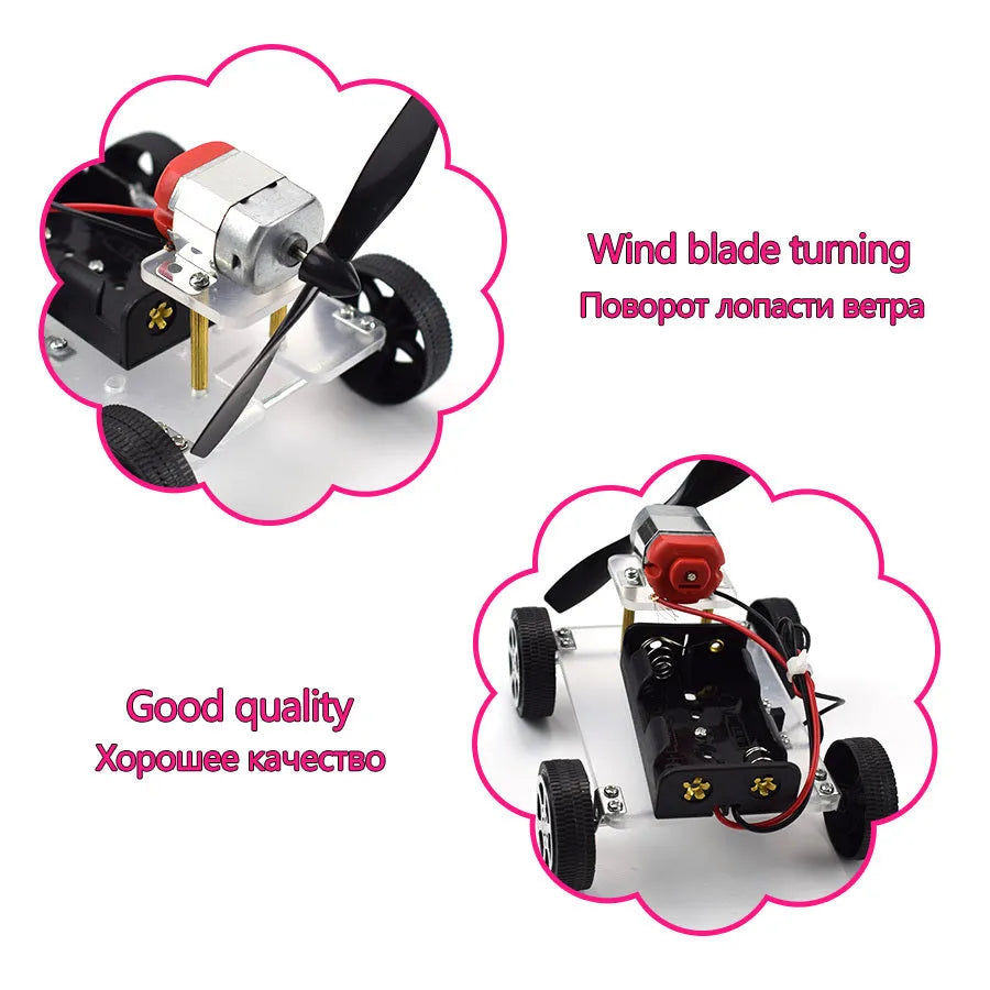 DIY wind car electronic science kit with acrylic, metal and plastic parts for educational experiments