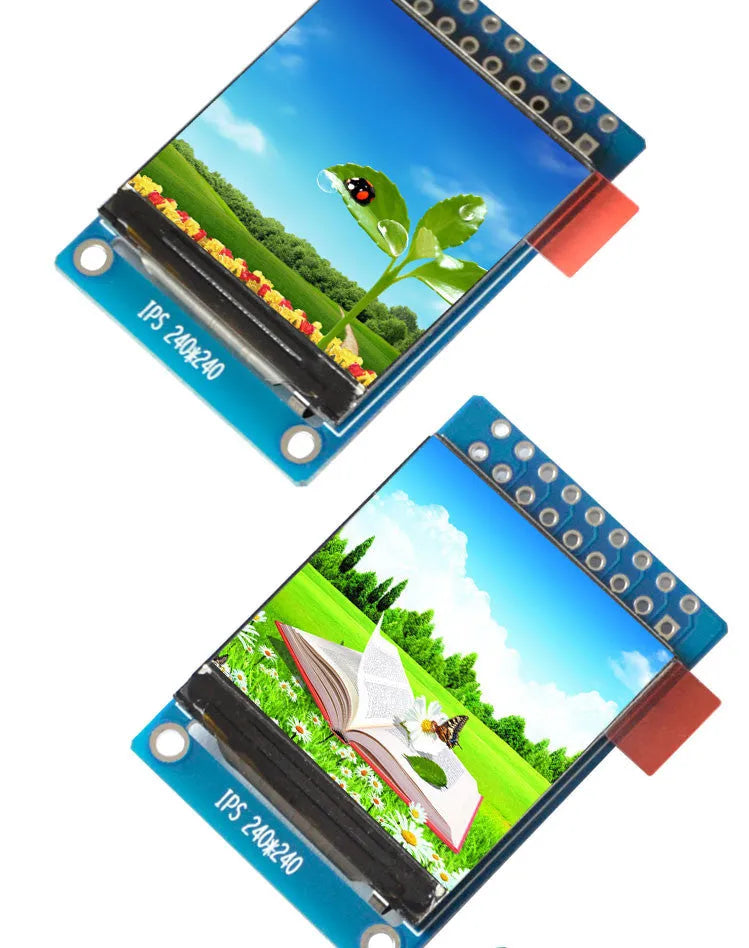 1.3 inch square 240x240 resolution IPS LCD display module with 18-pin connector.