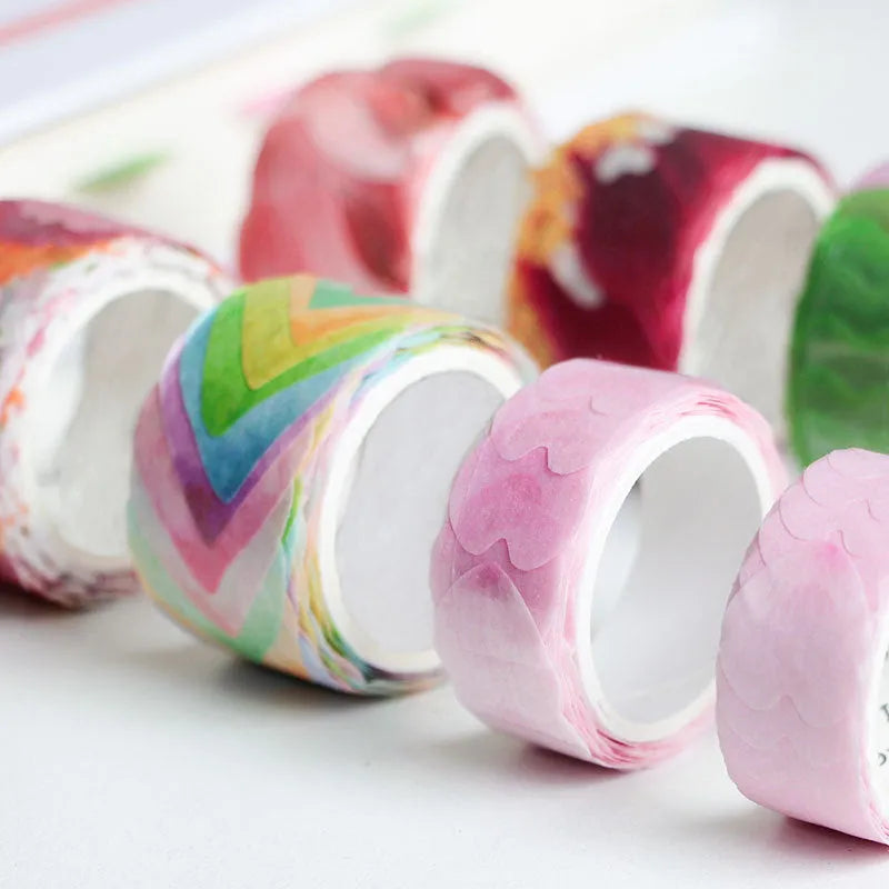 2 metre decorative paper tape roll with 5mm thickness and 2cm width in blue, pink, mixed, and violet colours for handbook decoration