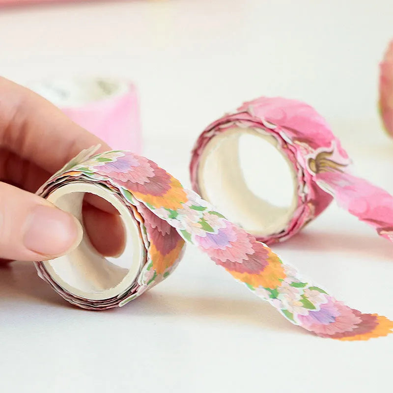 2 metre decorative paper tape roll with 5mm thickness and 2cm width in blue, pink, mixed, and violet colours for handbook decoration