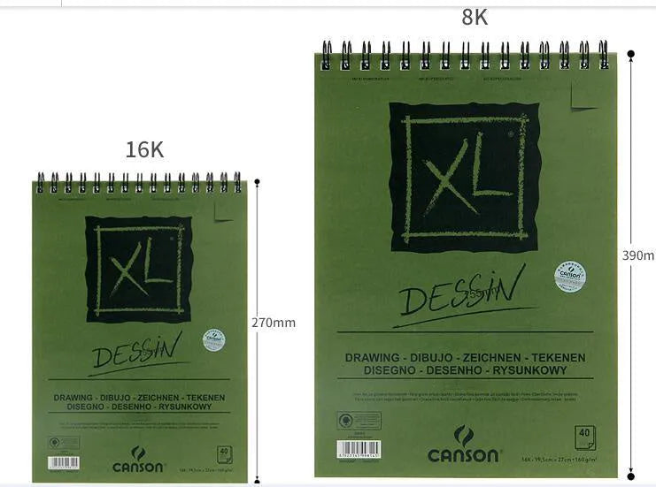 Spiral-bound water-soluble coloured lead sketchbook pad in 8K or 16K size with green paper.