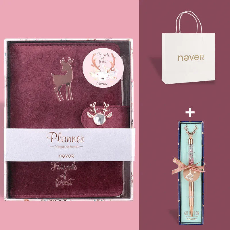 A6 loose-leaf notebook binder with cloth velvet cover and elastic closure in multiple colour options