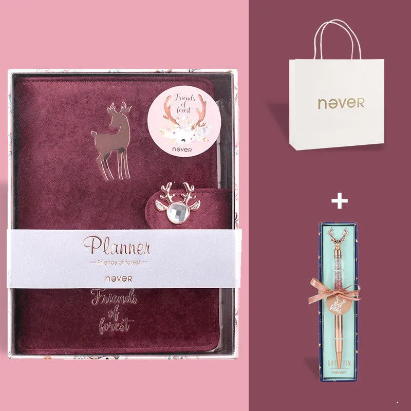 A6 loose-leaf notebook binder with cloth velvet cover and elastic closure in multiple colour options