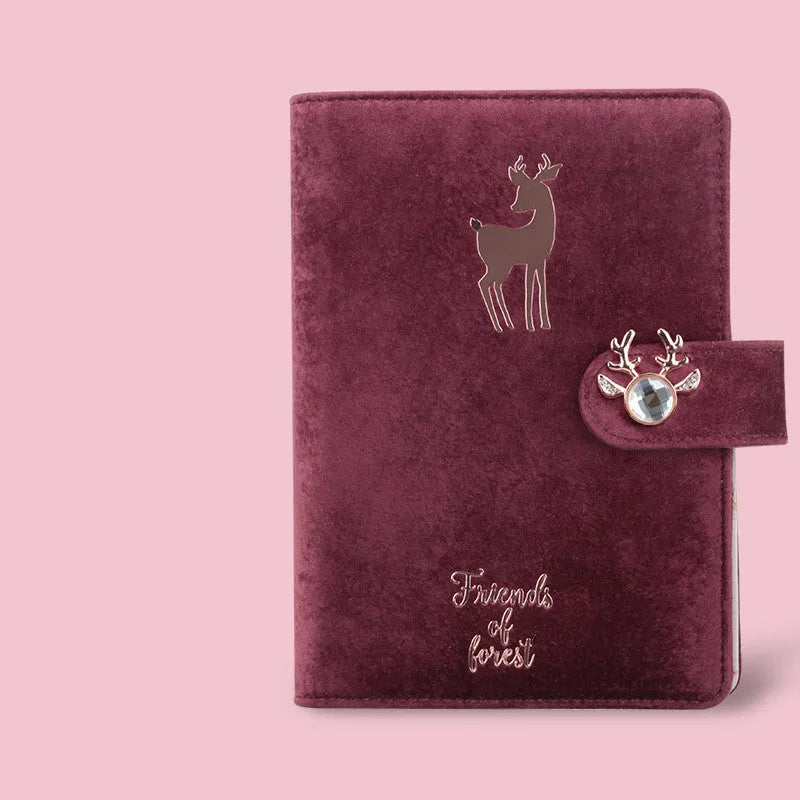 A6 loose-leaf notebook binder with cloth velvet cover and elastic closure in multiple colour options