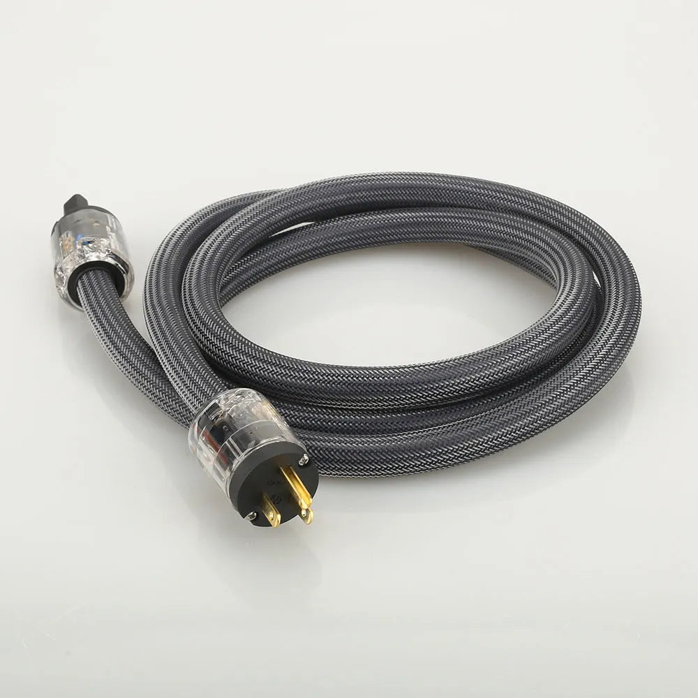 Pure copper audio power cord with US and EU plug options in multiple lengths