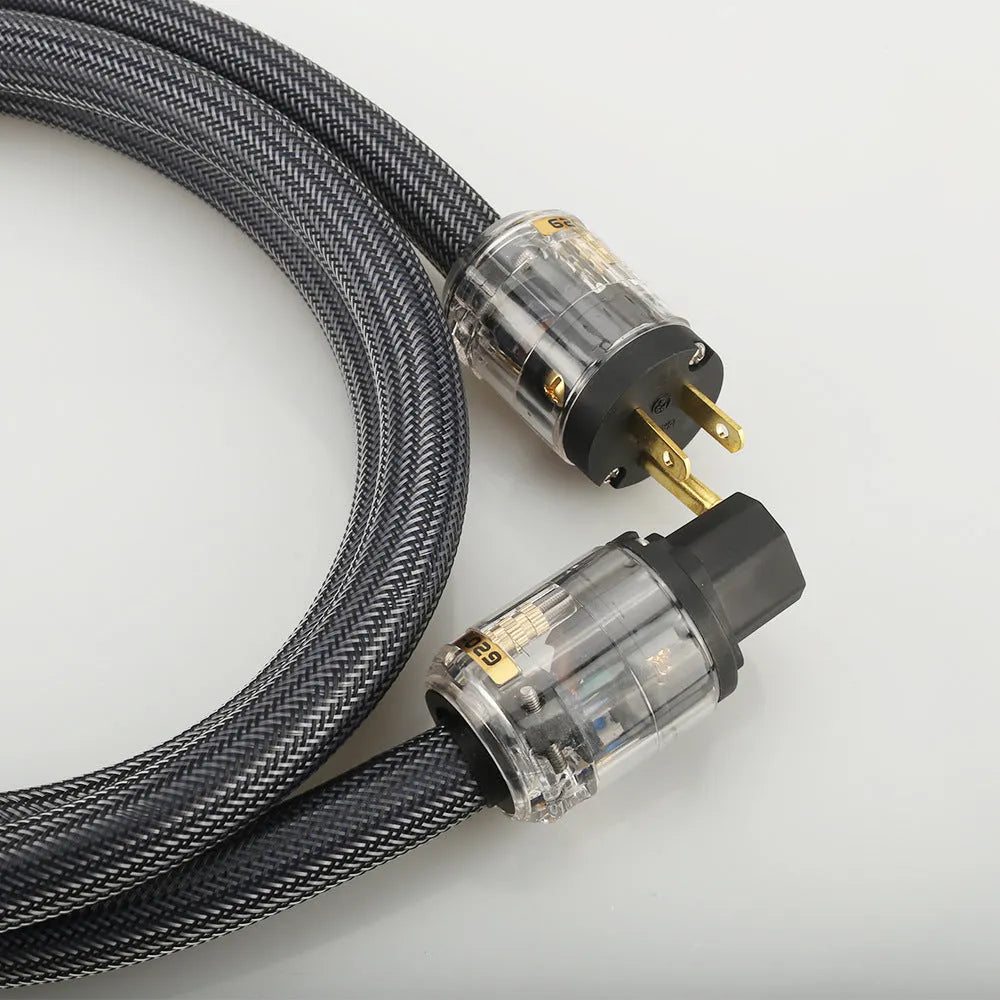 Pure copper audio power cord with US and EU plug options in multiple lengths