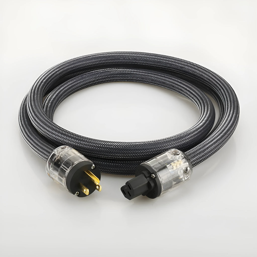 Pure copper audio power cord with US and EU plug options in multiple lengths