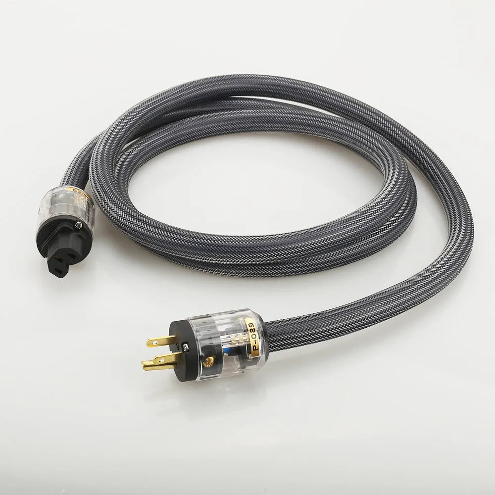 Pure copper audio power cord with US and EU plug options in multiple lengths