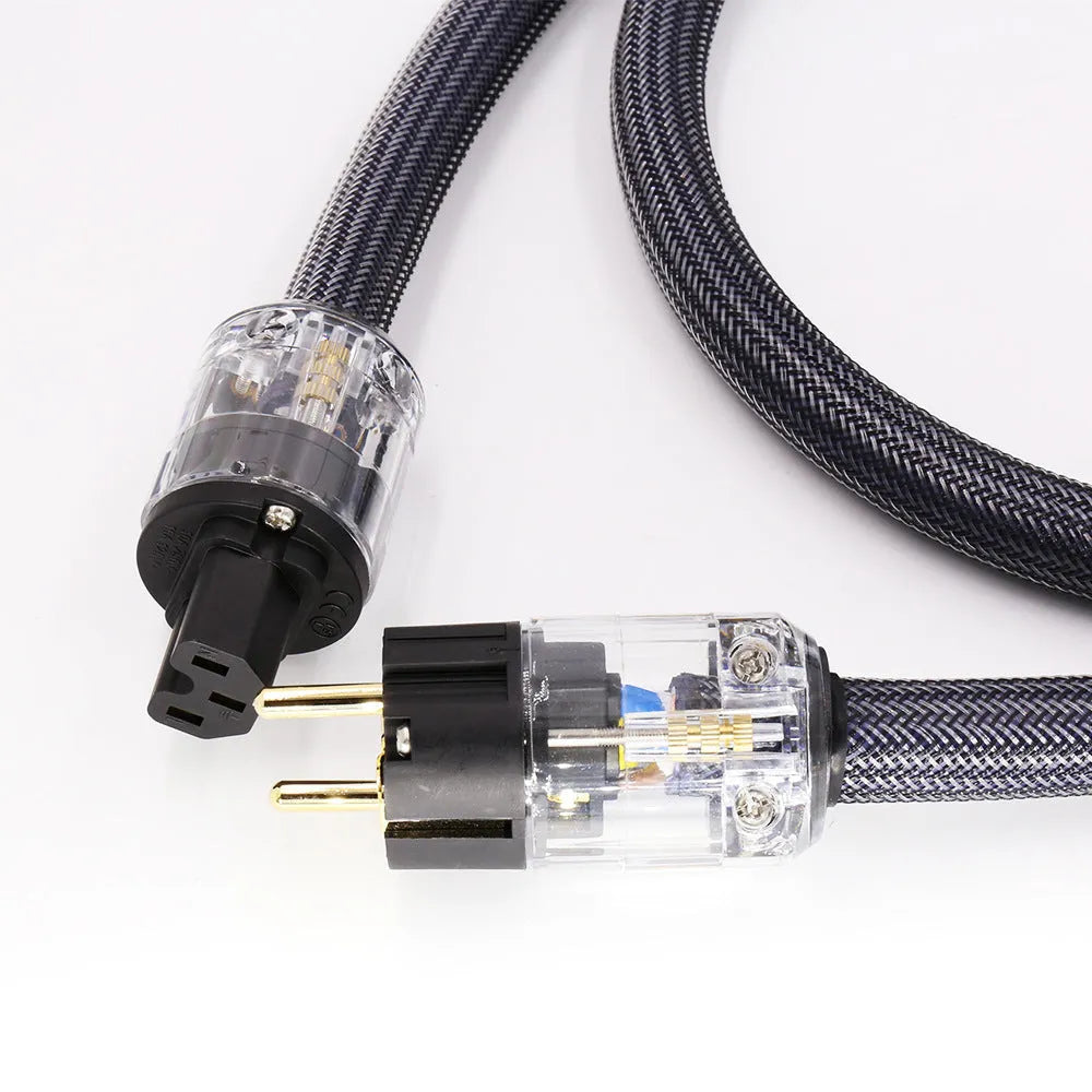 Pure copper audio power cord with US and EU plug options in multiple lengths