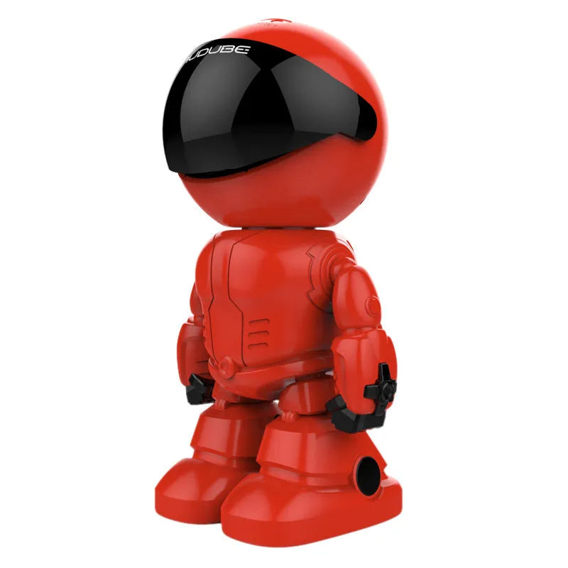 Silver remote HD night vision robot surveillance camera with 355-degree PTZ rotation on stand