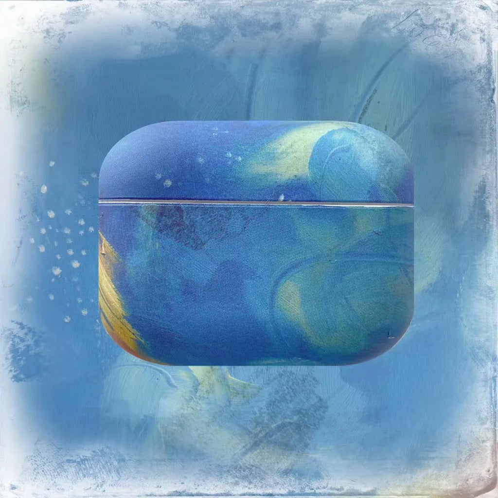 Pink and blue watercolour hard shell protective case for Apple AirPods Pro and AirPods 1/2