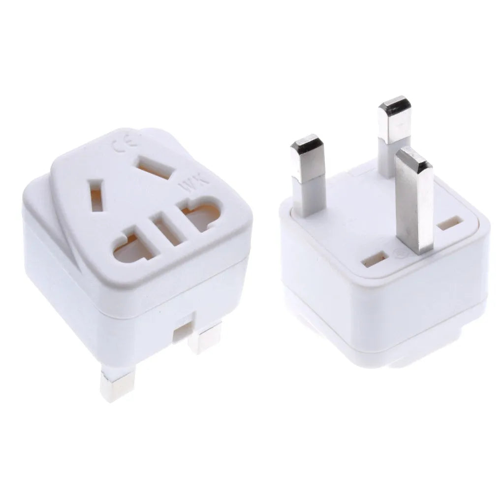 Square three plug international power adapter with five outputs in white colour